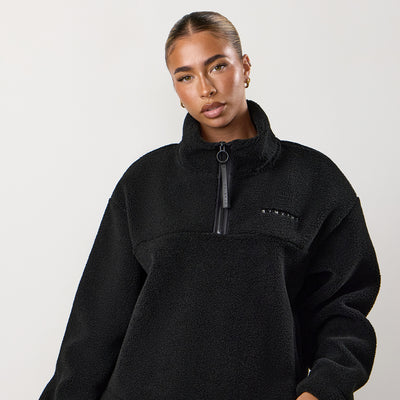 Gym King Linear Borg 1/4 Zip Fleece - Black