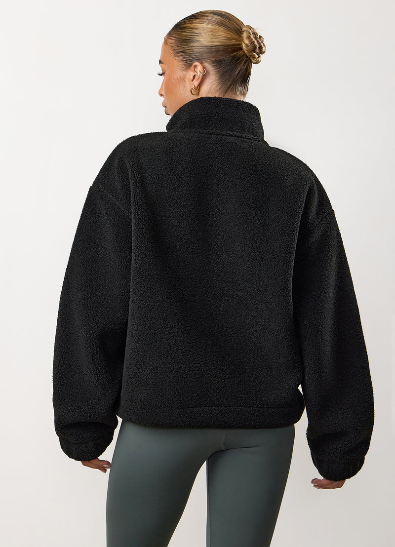 Gym King Linear Borg 1/4 Zip Fleece - Black
