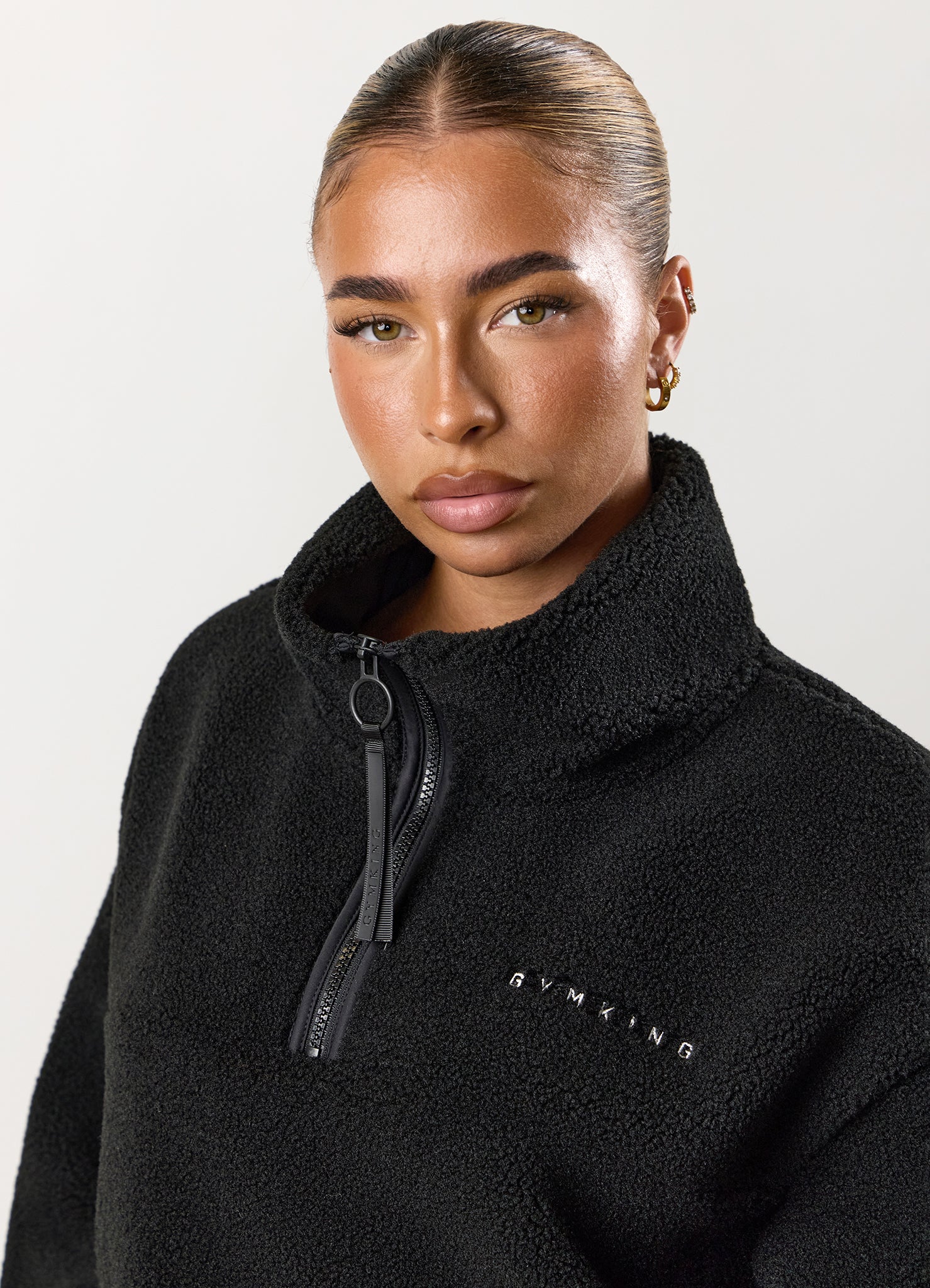 Gym King Linear Borg 1/4 Zip Fleece - Black