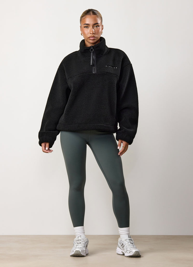 Gym King Linear Borg 1/4 Zip Fleece - Black