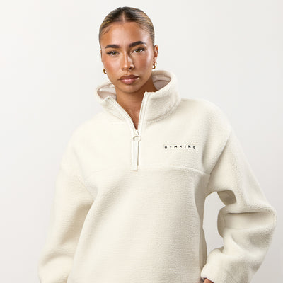 Gym King Linear Borg 1/4 Zip Fleece - Cream