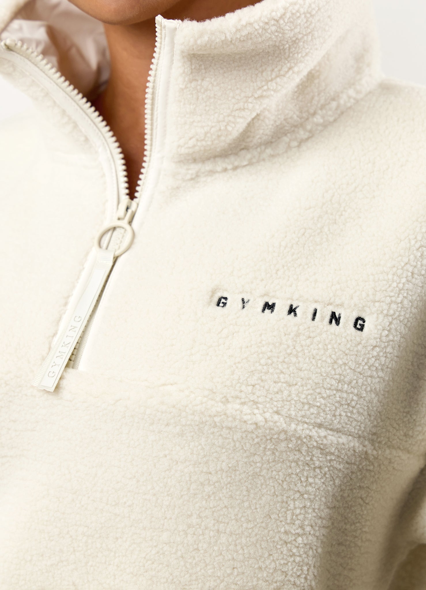 Gym King Linear Borg 1/4 Zip Fleece - Cream