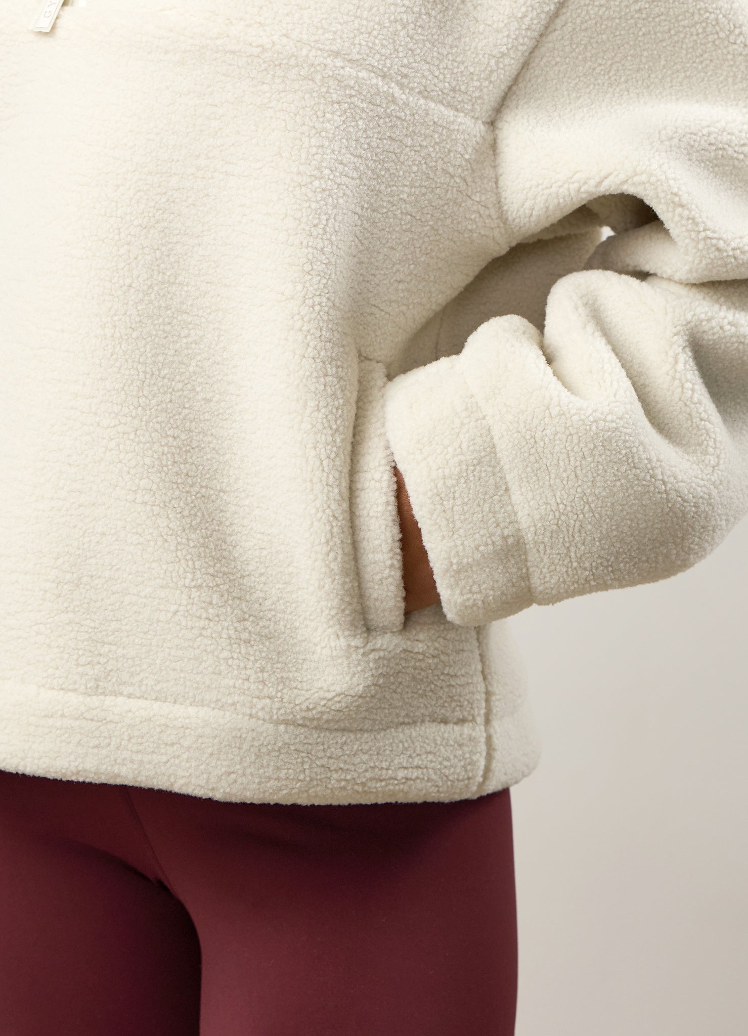 Gym King Linear Borg 1/4 Zip Fleece - Cream