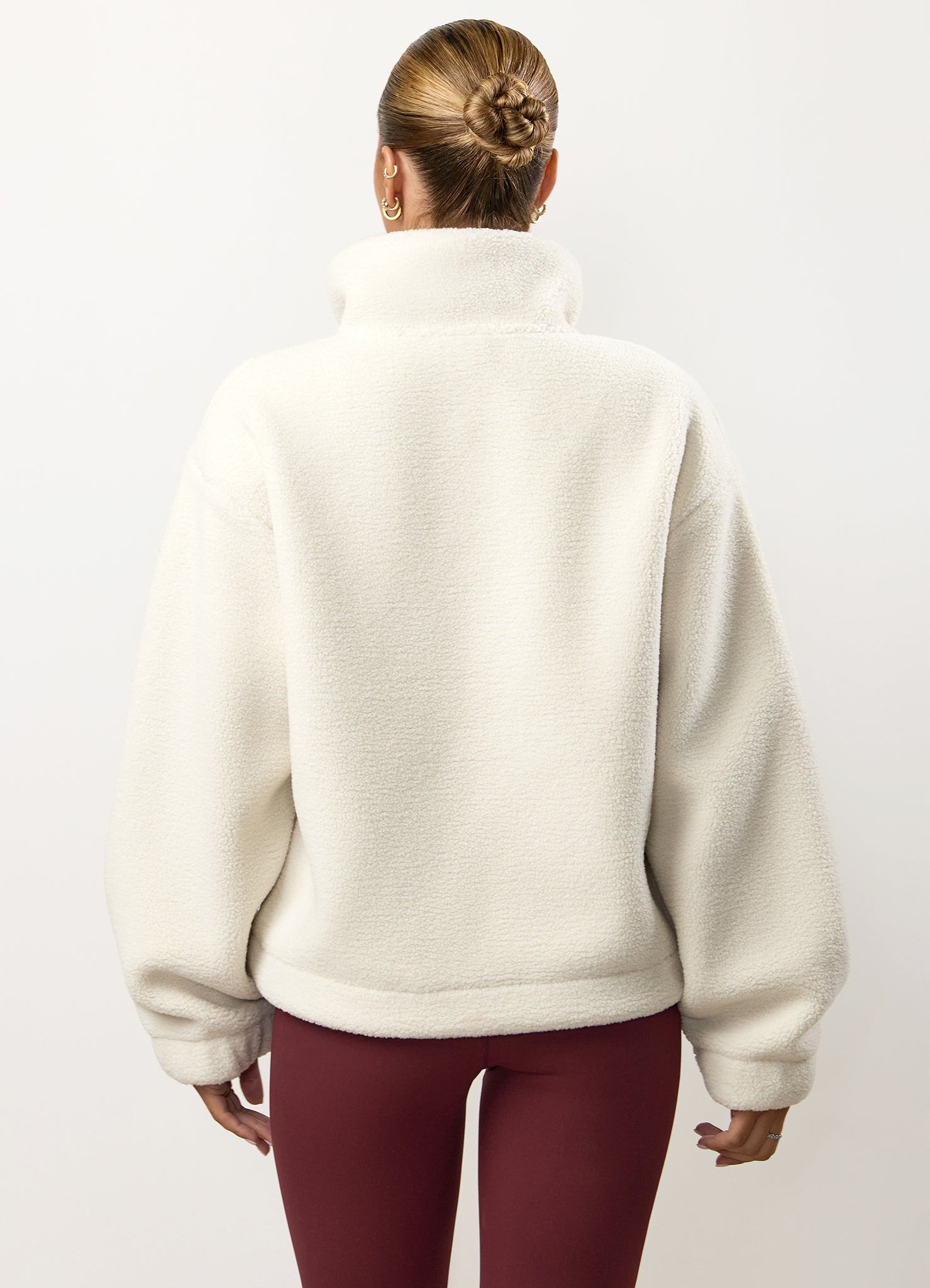 Gym King Linear Borg 1/4 Zip Fleece - Cream