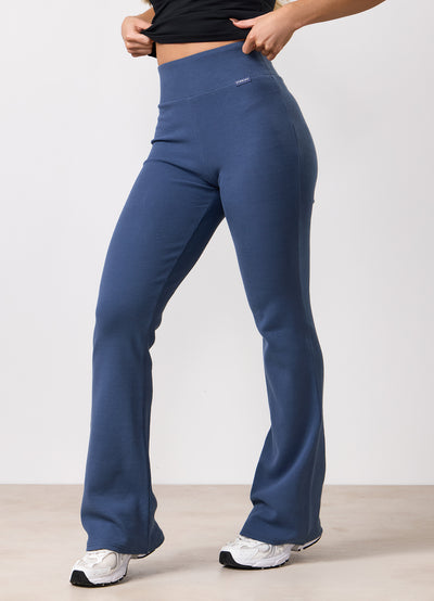 Gym King 365 Rib Flared Legging - Slate Blue