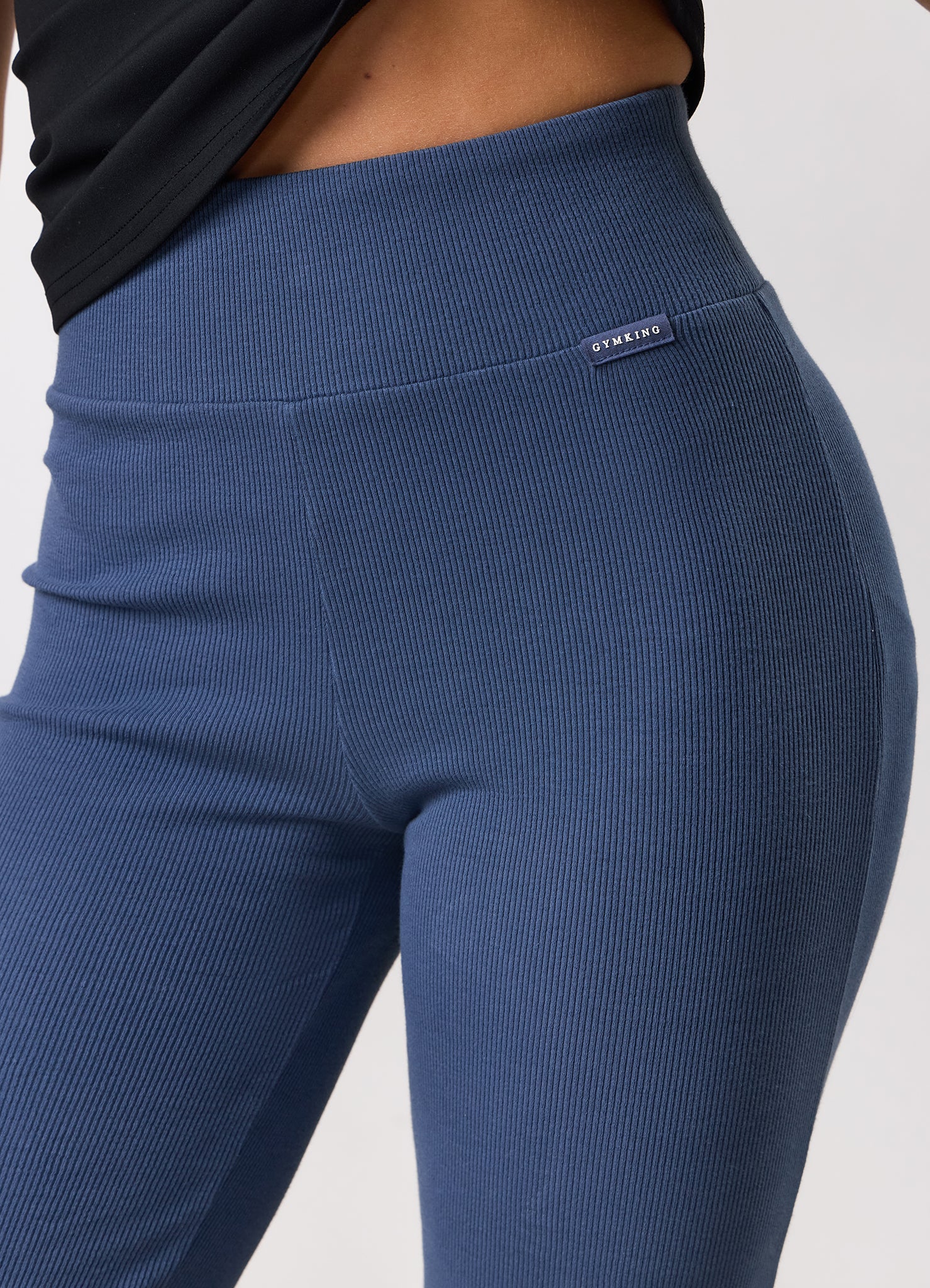 Gym King 365 Rib Flared Legging - Slate Blue