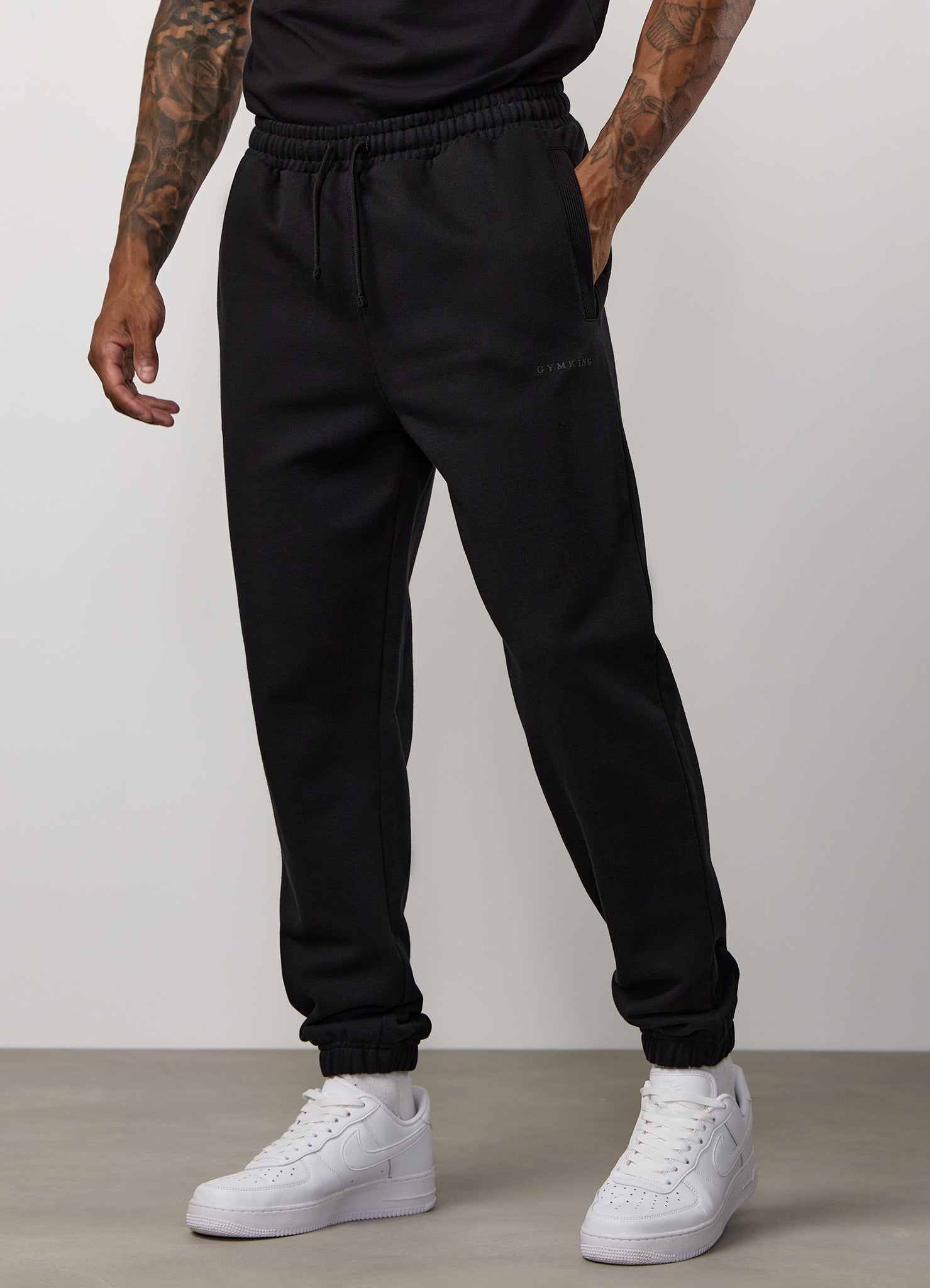 Gym King Linear Loopback Hood Tracksuit - Black