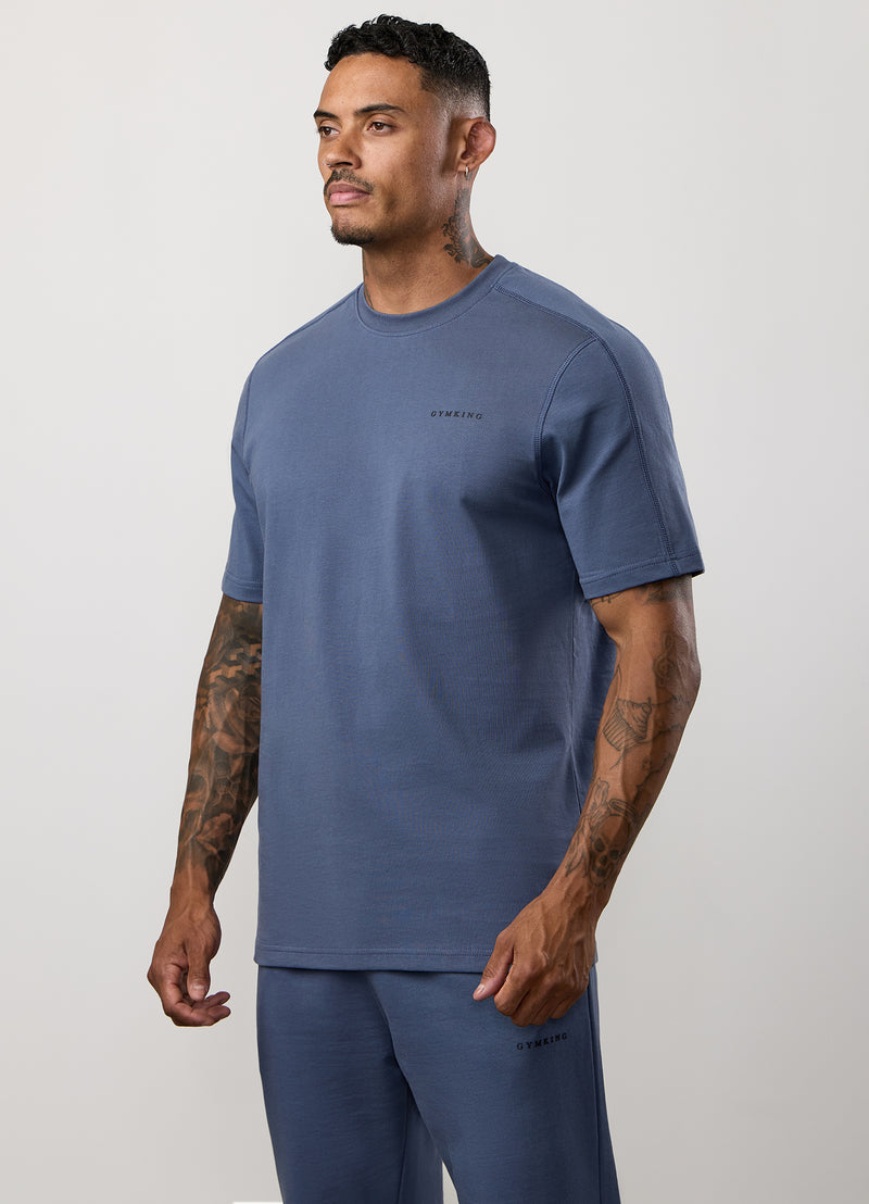 Gym King Linear Jersey Tee - Deep Sea Blue