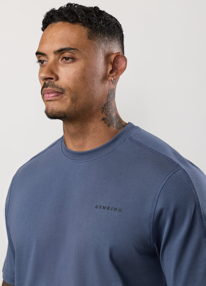 Gym King Linear Jersey Tee - Deep Sea Blue
