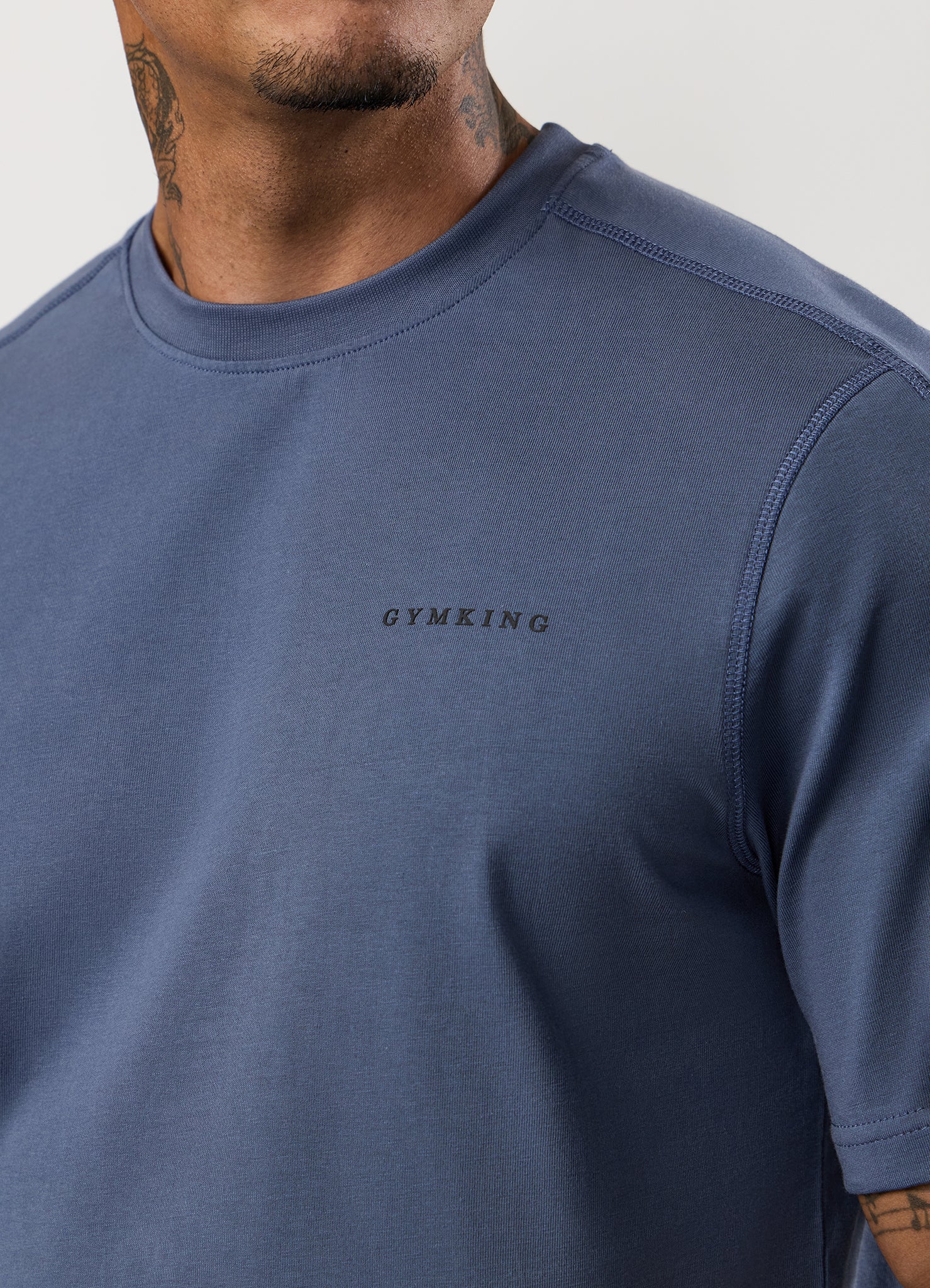 Gym King Linear Jersey Tee - Deep Sea Blue