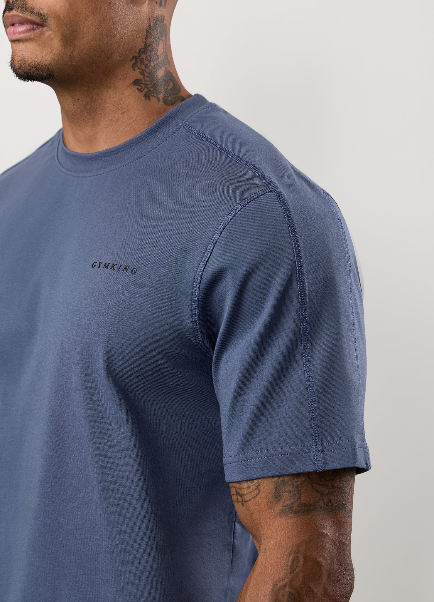 Gym King Linear Jersey Tee - Deep Sea Blue