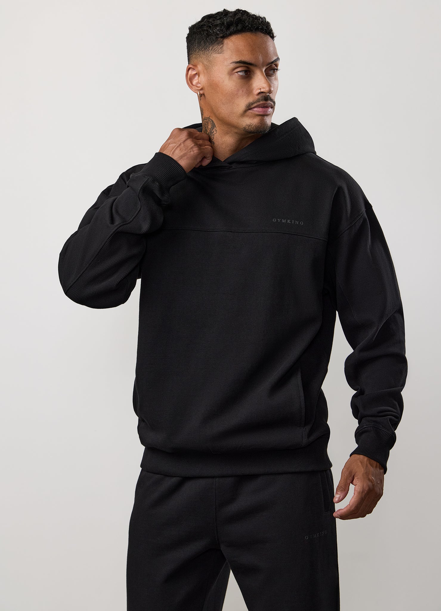 Gym King Linear Loopback Hood - Black