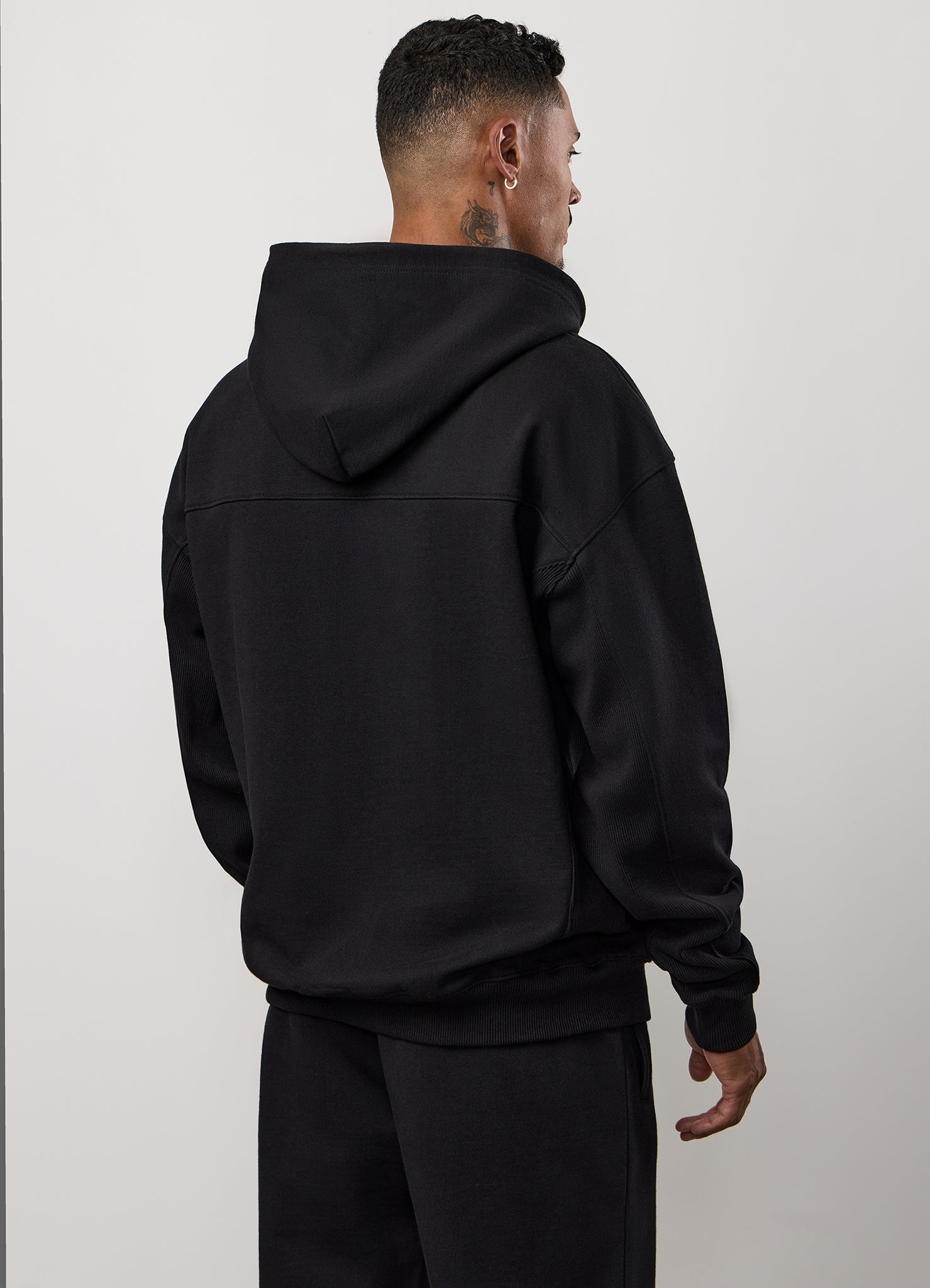 Gym King Linear Loopback Hood Tracksuit - Black