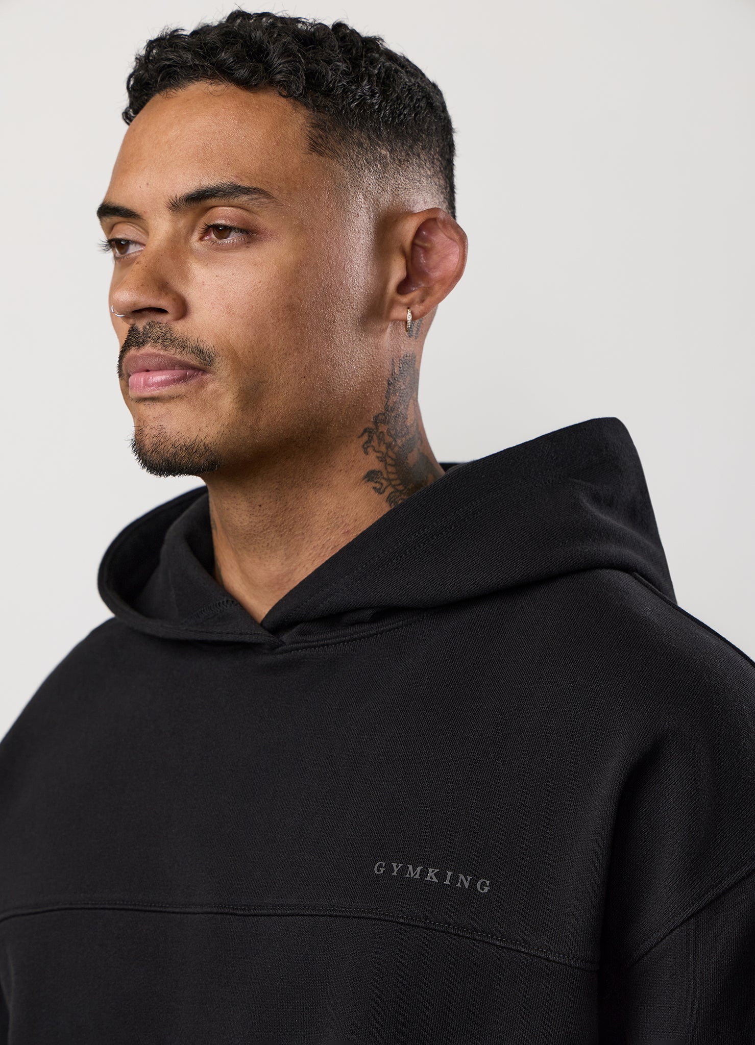 Gym King Linear Loopback Hood Tracksuit - Black