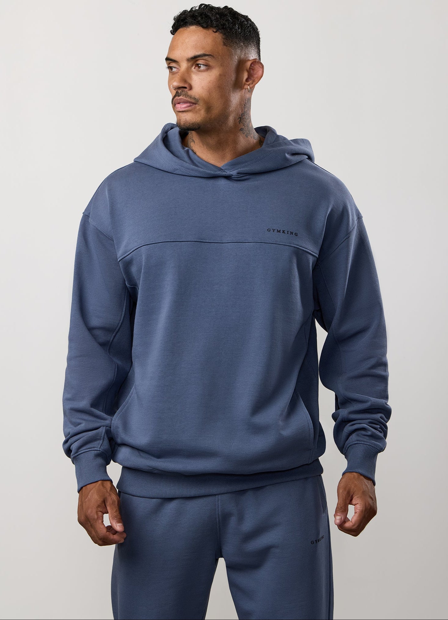 Gym King Linear Loopback Hood - Deep Sea Blue