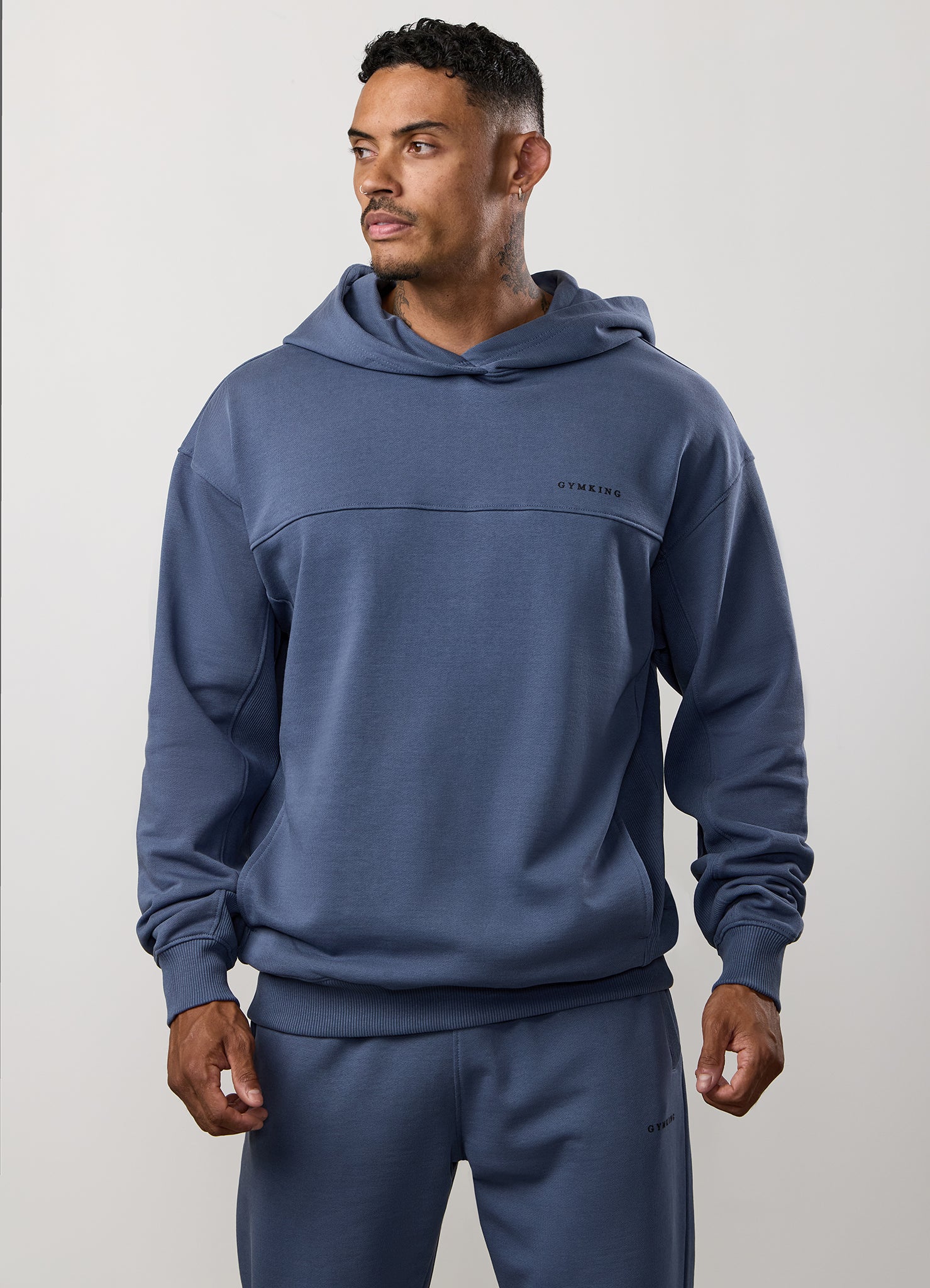 Gym King Linear Loopback Hood Tracksuit - Deep Sea Blue