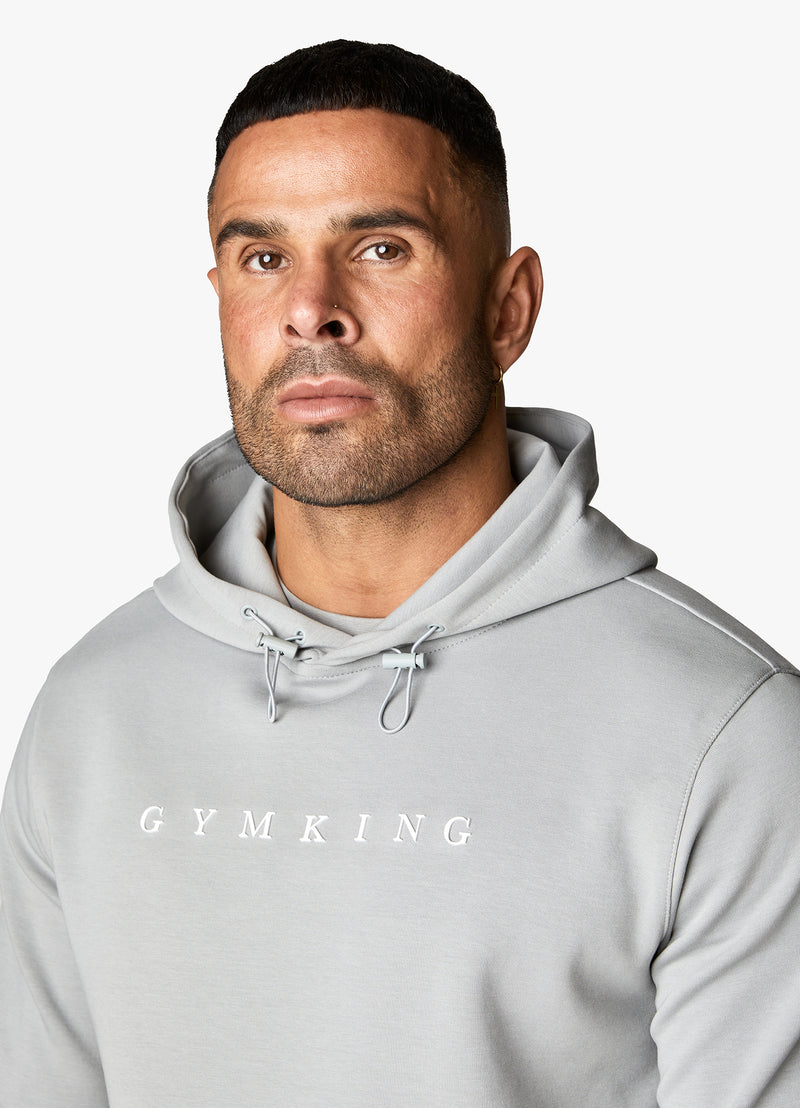 Gym King Linear Print Interlock Hood - Cloudy Grey