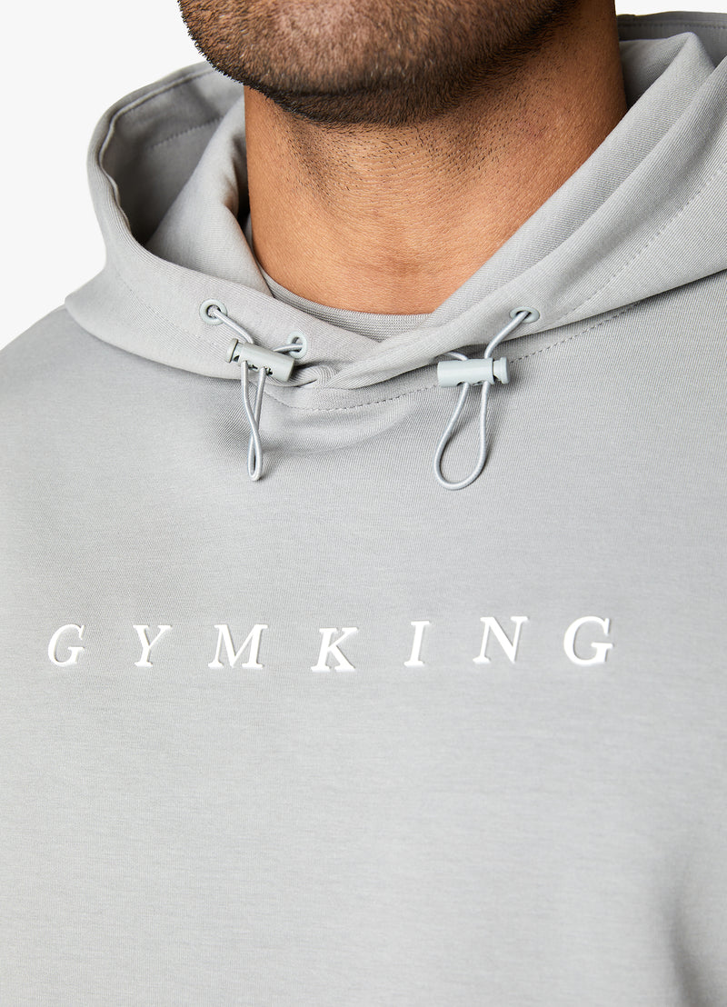 Gym King Linear Print Interlock Hood - Cloudy Grey
