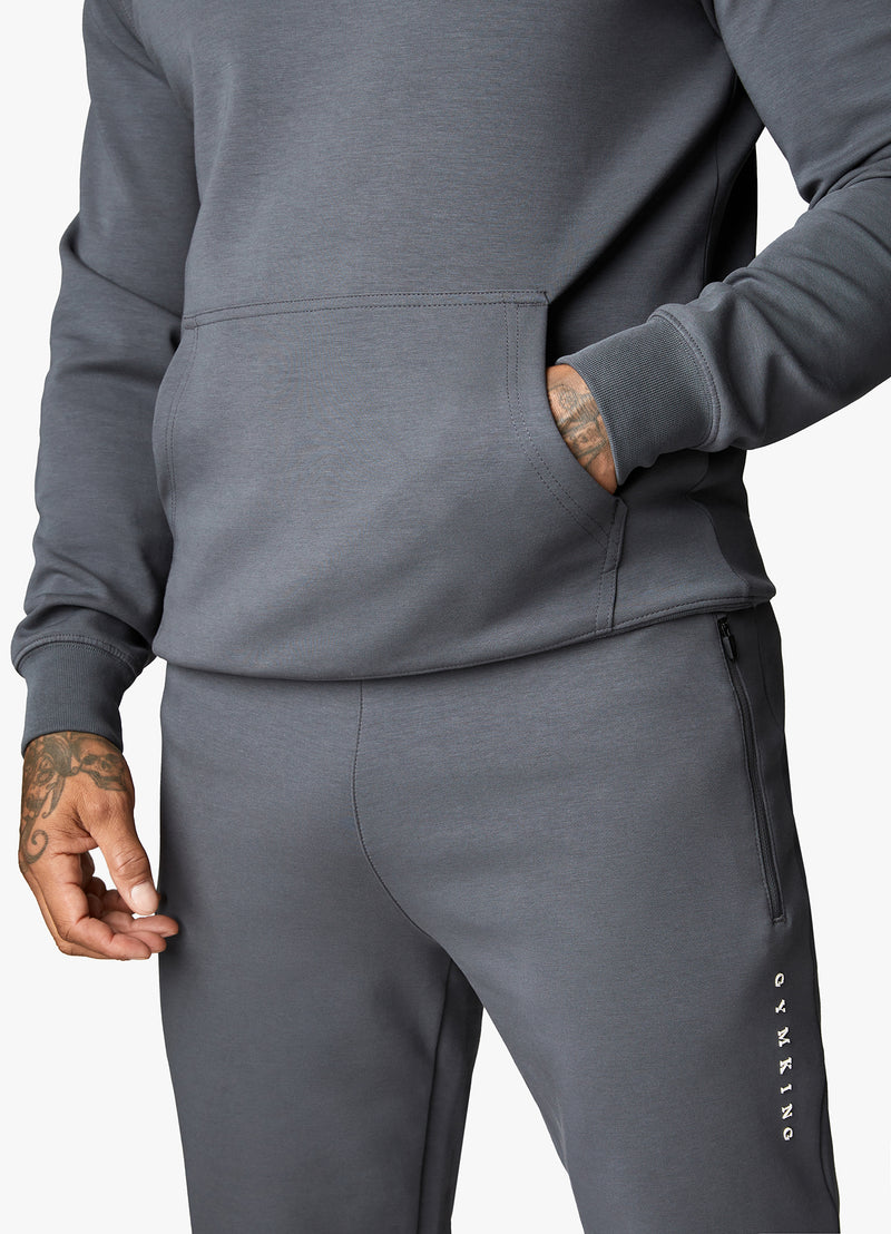 Gym King Linear Print Interlock Hood - Graphite