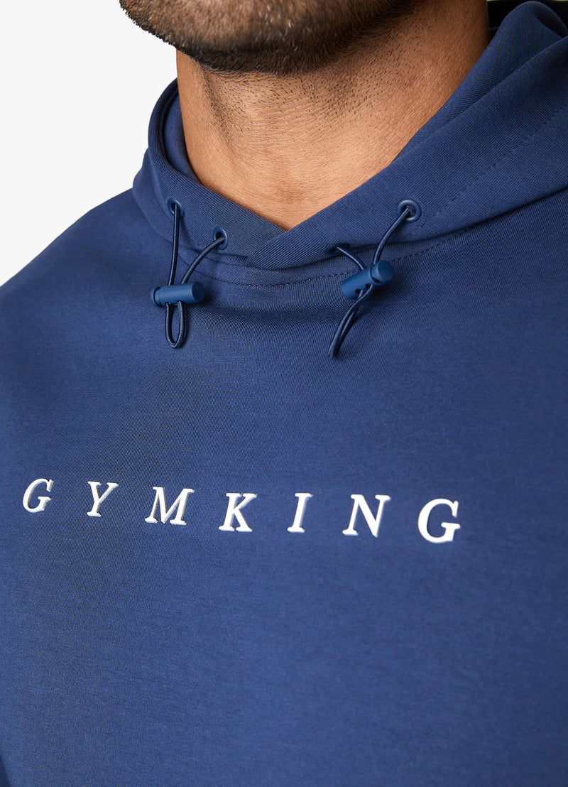 Gym King Linear Print Interlock Hood - Indigo Blue
