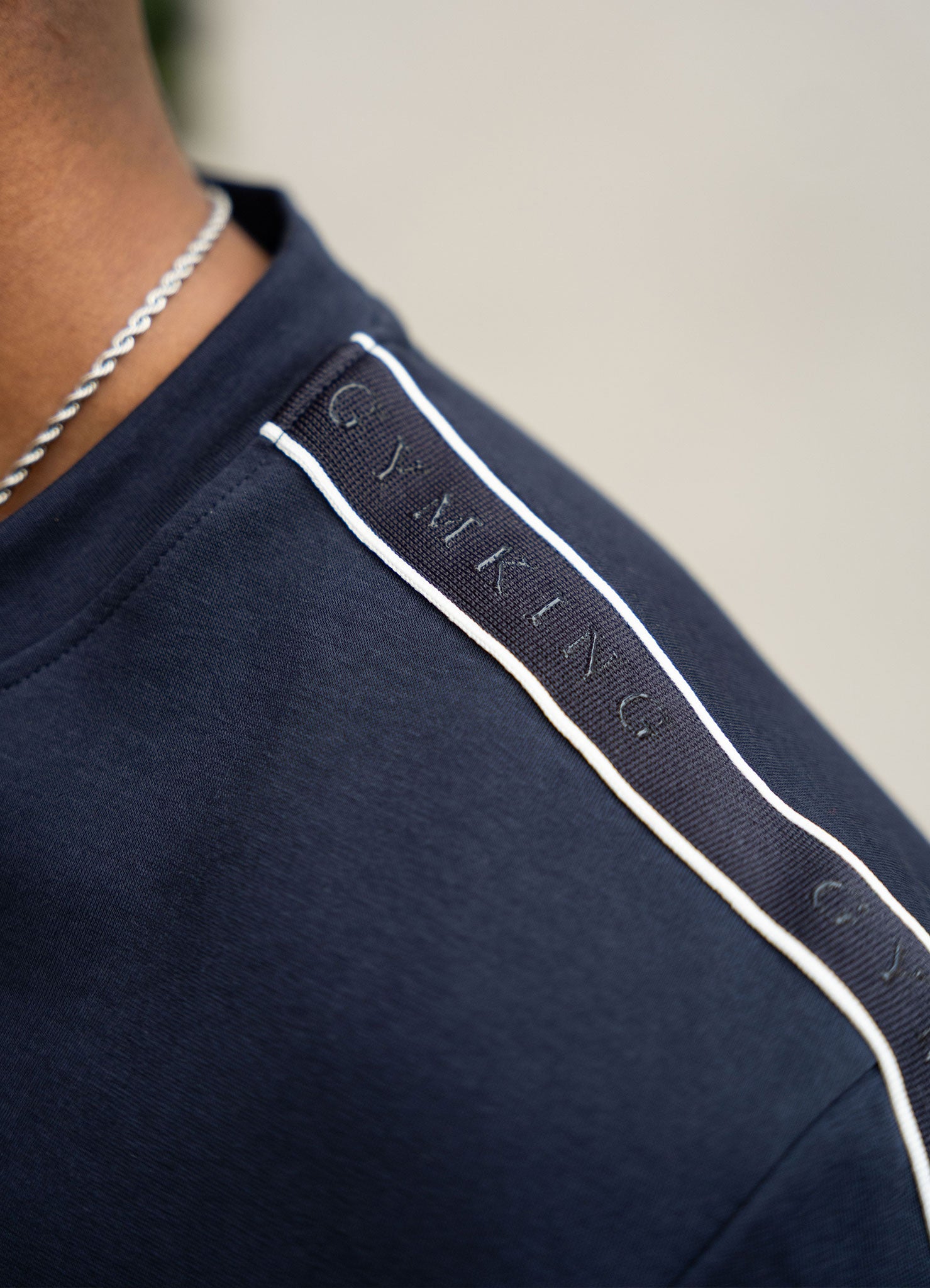 Gym King Linear Taped Tee - Navy