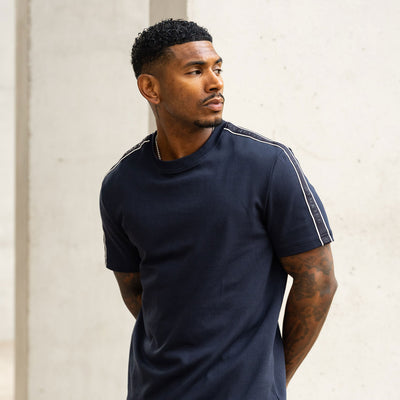Gym King Linear Taped Tee - Navy