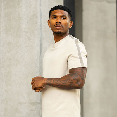 Gym King Linear Taped Tee - Grey Mist