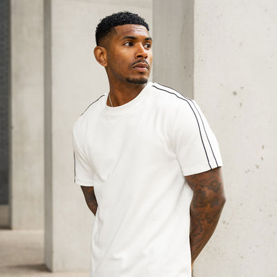 Gym King Linear Taped Tee - Cream