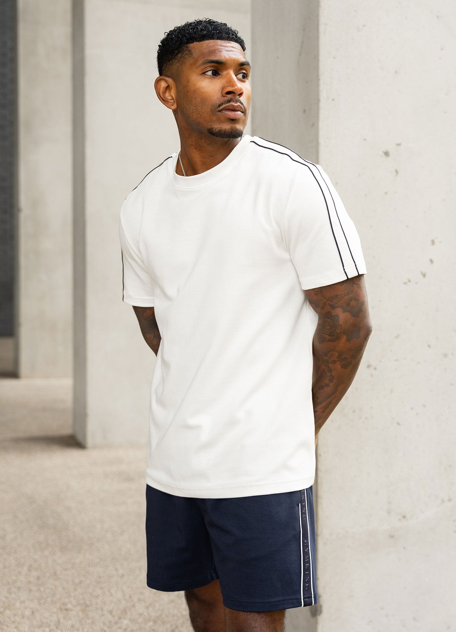Gym King Linear Taped Tee - Cream