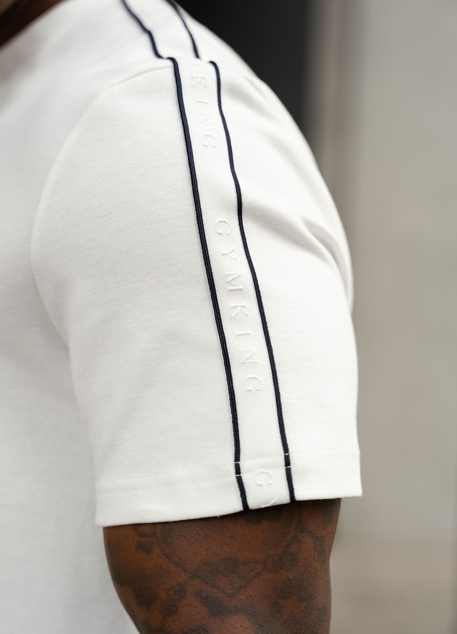 Gym King Linear Taped T-Shirt - Cream