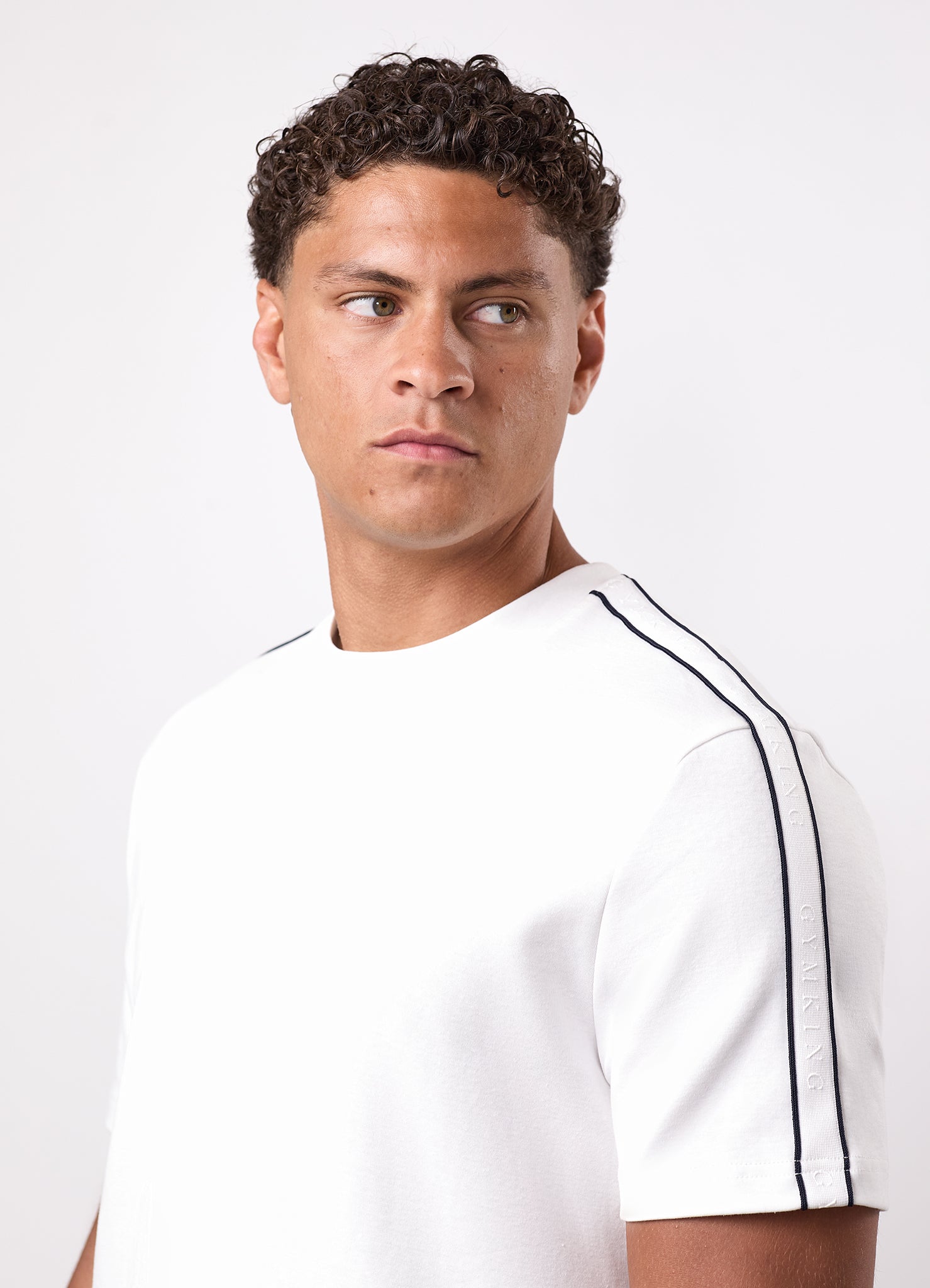 Gym King Linear Taped Tee - Cream