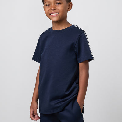 Gym King Younger Kids Linear Taped Tee - Navy