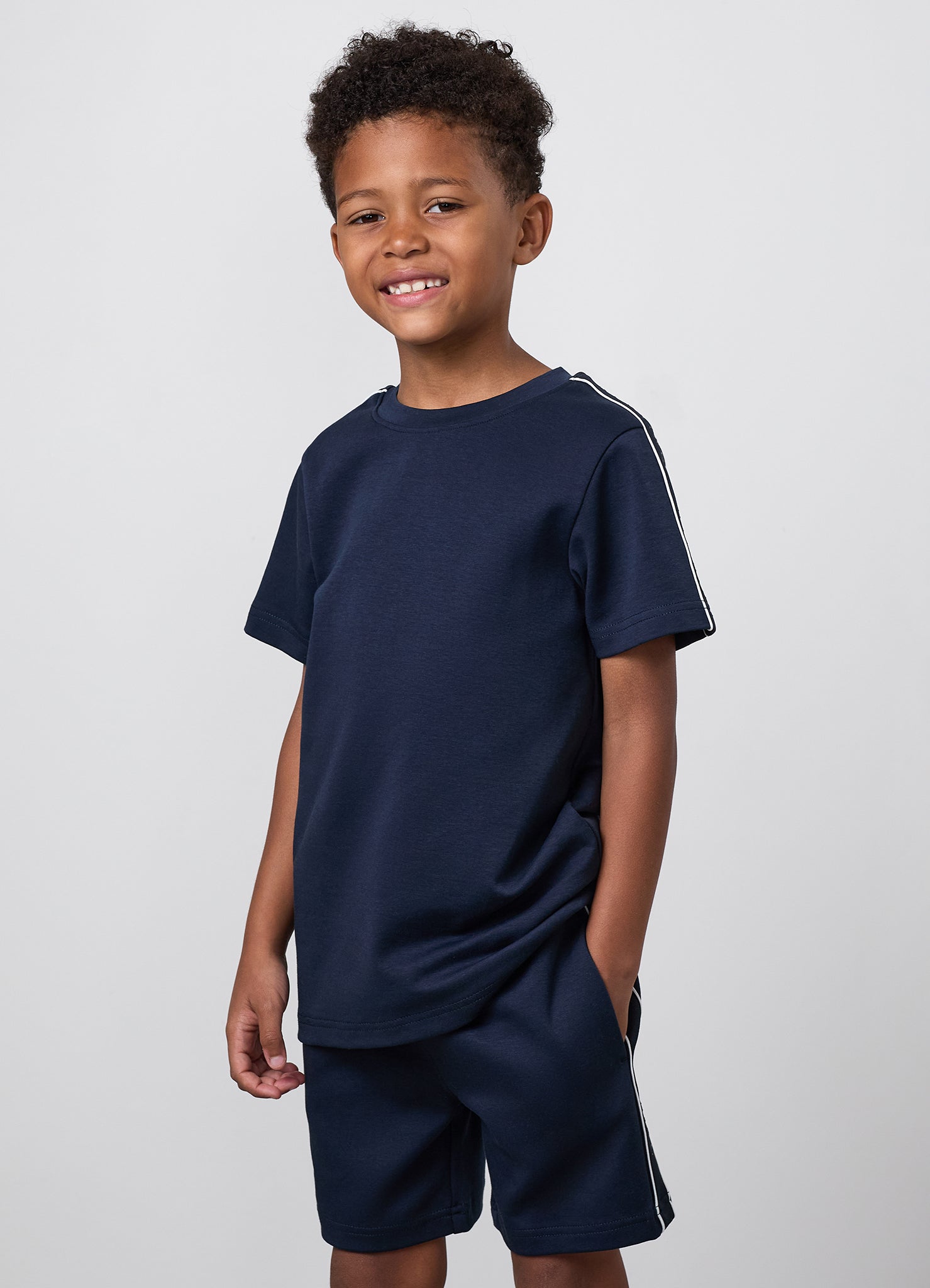 Gym King Younger Kids Linear Taped Tee - Navy