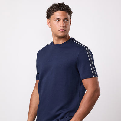 Gym King Linear Taped Tee - Navy