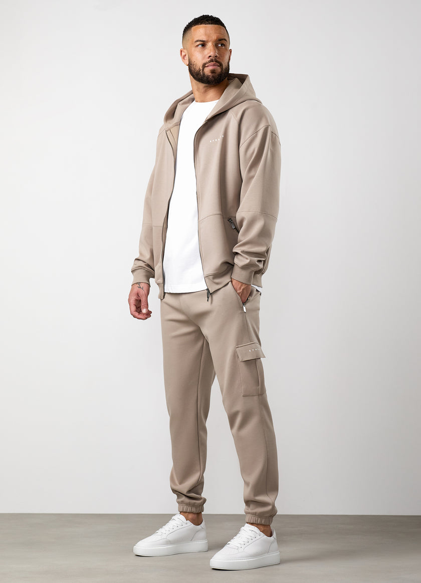Gym King Linear Travel Full Zip Hood Tracksuit - Claydust