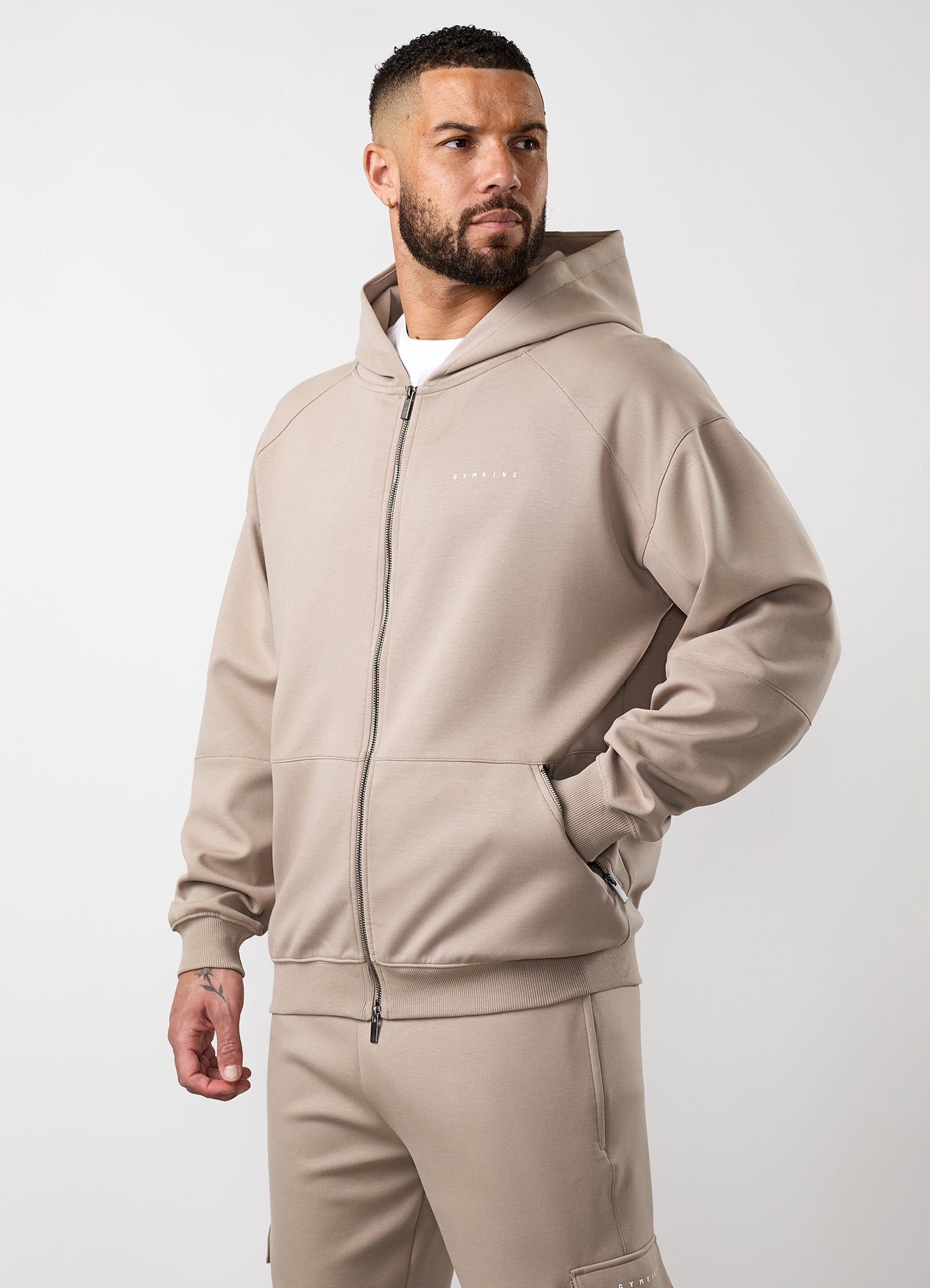 Gym King Linear Travel Full Zip Hoodie - Claydust