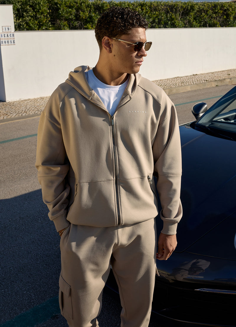 Gym King Linear Travel Full Zip Hood - Claydust