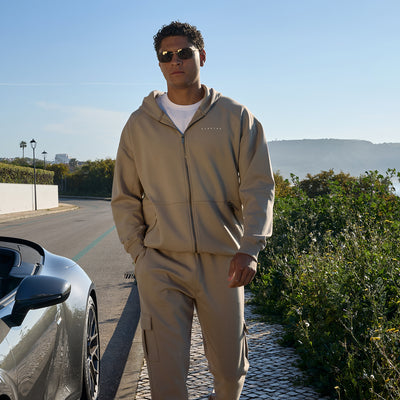 Gym King Linear Travel Full Zip Hood Tracksuit - Claydust