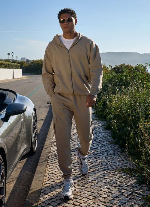 Gym King Linear Travel Full Zip Hood Tracksuit - Claydust
