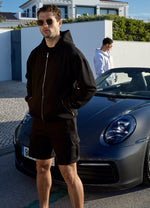 Gym King Linear Travel Full Zip Hood and Shorts - Black thumbnail