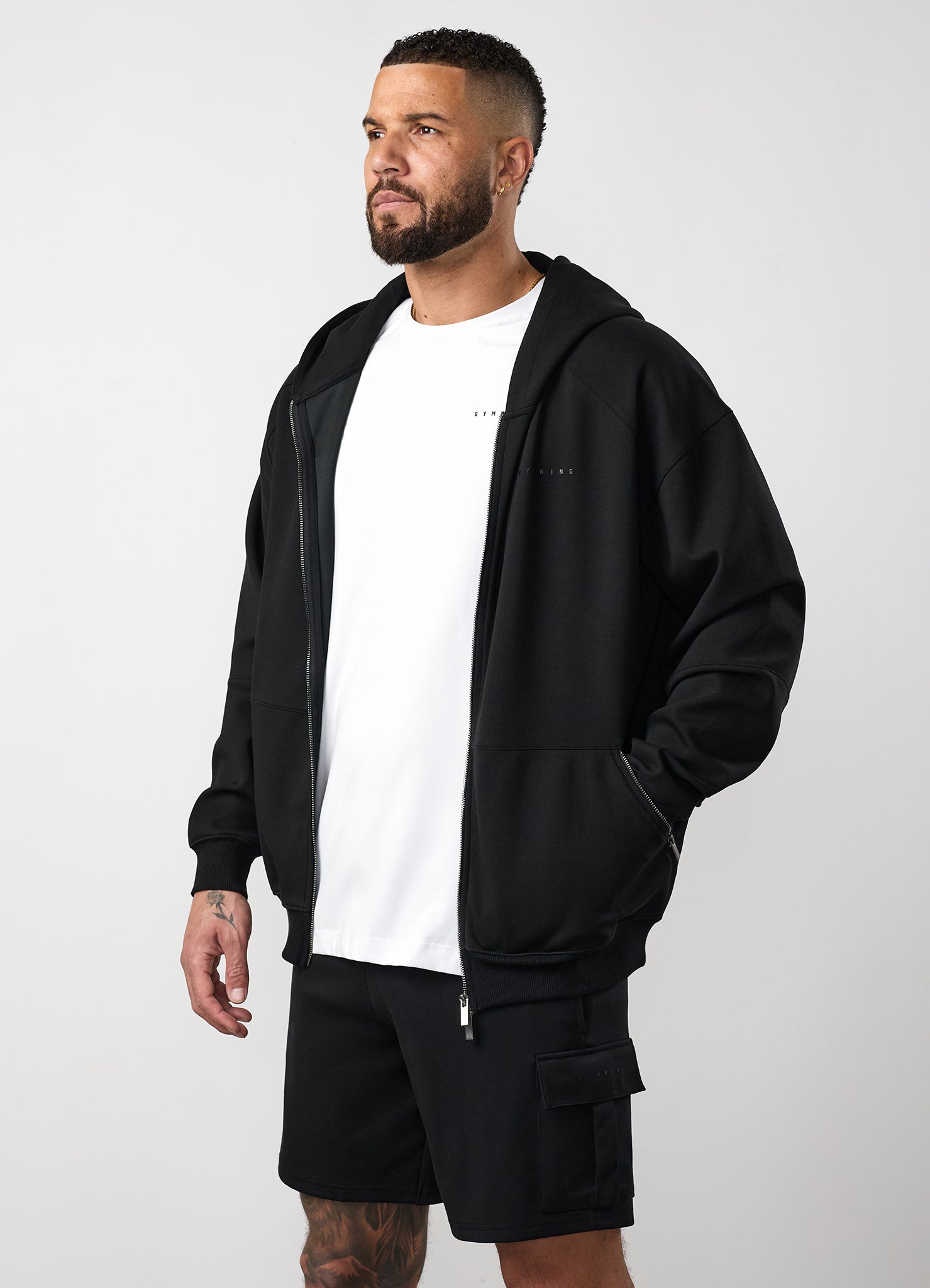 Gym King Linear Travel Full Zip Hoodie - Black