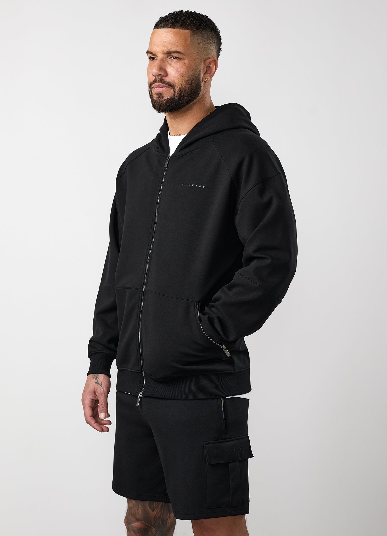 Gym King Linear Travel Full Zip Hoodie - Black