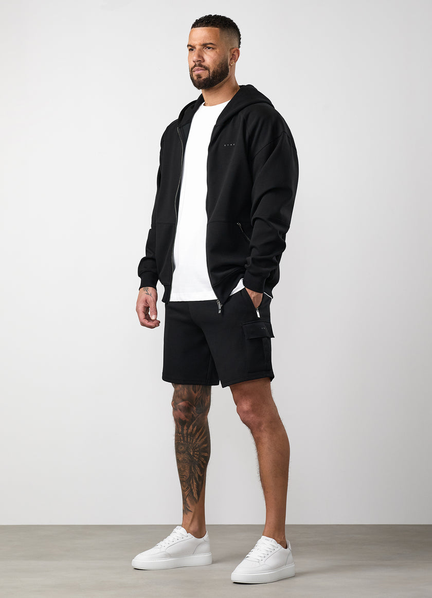 Gym King Linear Travel Full Zip Hood and Shorts - Black