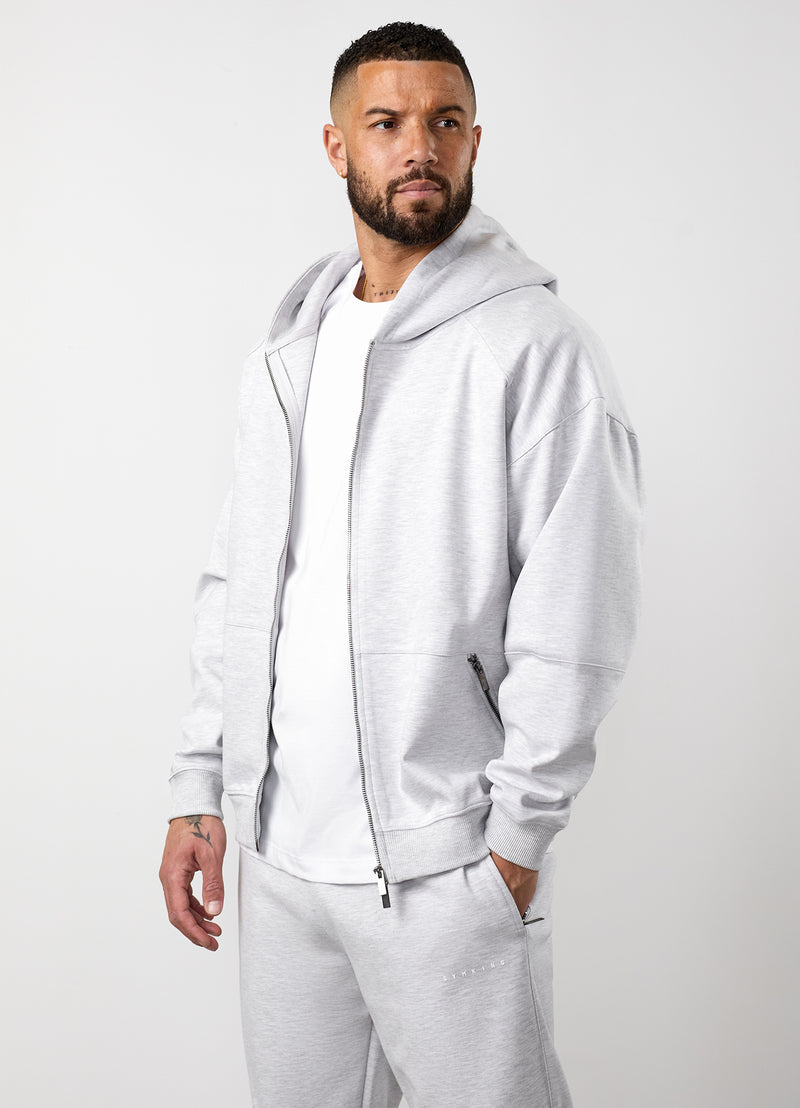 Gym King Linear Travel Full Zip Hood - Snow Marl