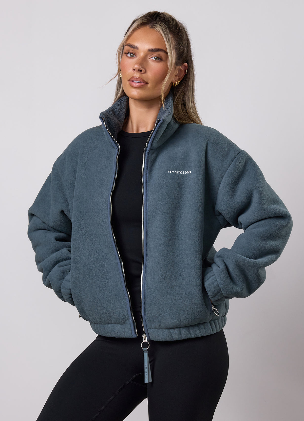 Gym King Lined Fleece Jacket - Storm Blue
