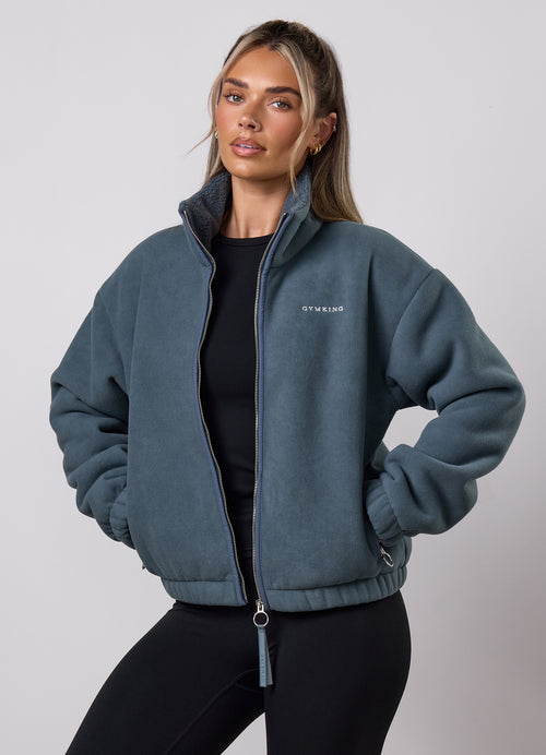 Gym King Lined Fleece Jacket - Storm Blue