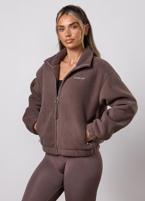 Gym King Lined Fleece Jacket - Deep Mocha