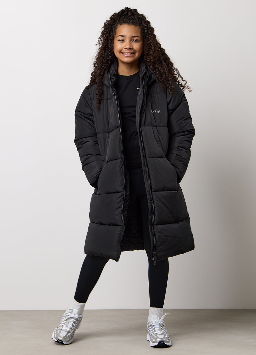 Gym King Kids Long Line Puffer - Black
