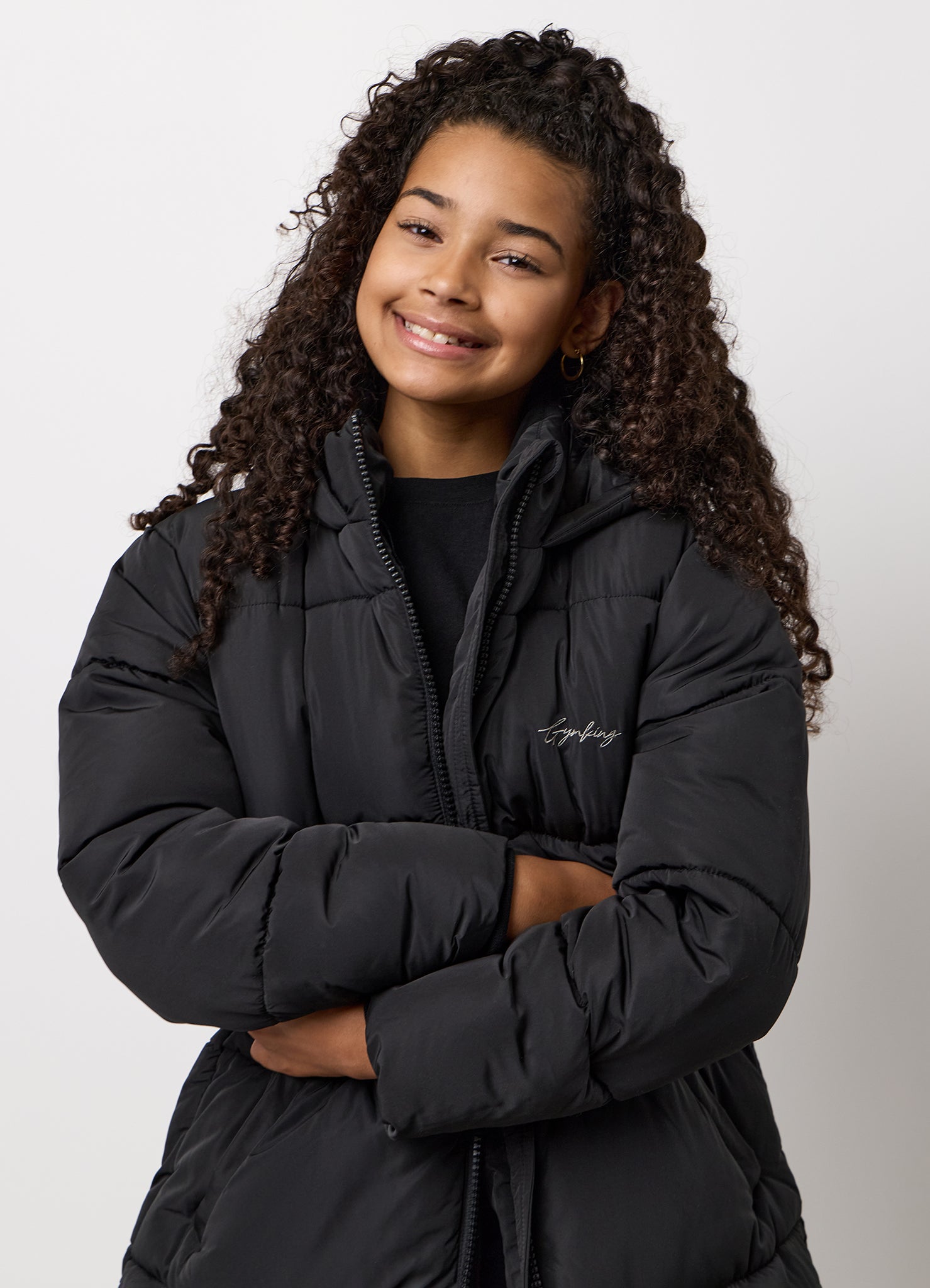Gym King Kids Long Line Puffer - Black