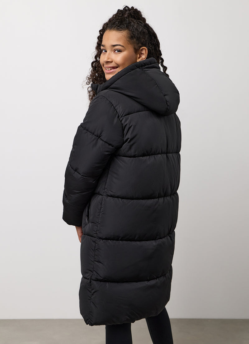 Gym King Kids Long Line Puffer - Black
